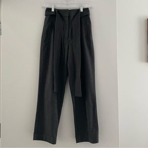 Aritzia Wilfred tie-front wool pants in charcoal gray, size 00